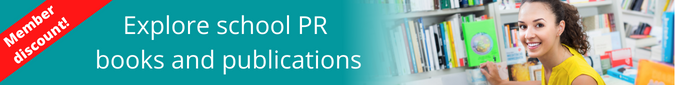 Woman holding up a book and text that reads: Check out NSPRA books and publications! Member Discount!